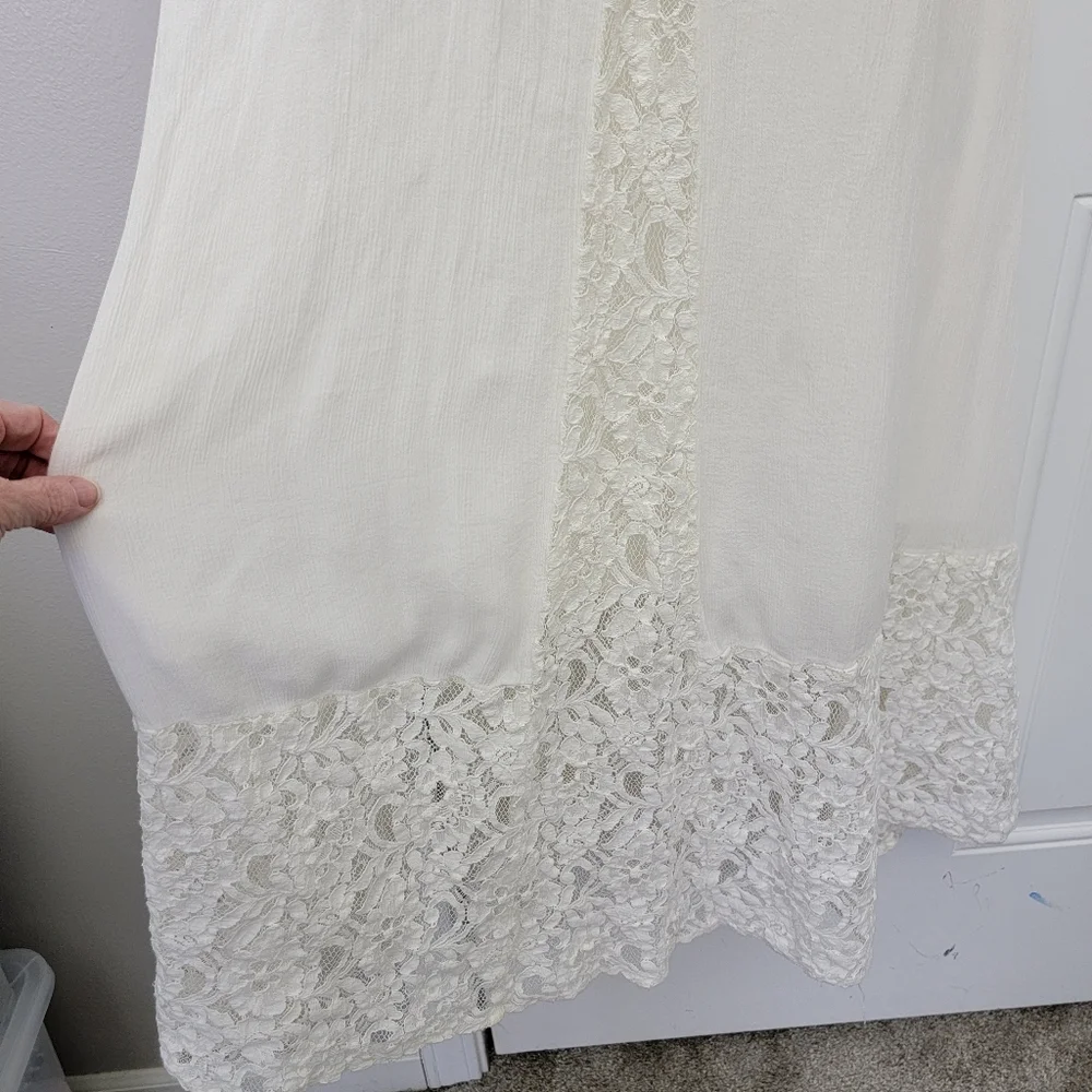 Abercrombie And Fitch White Lace Gauzy Maxi Dress Party Casual Bride Size Medium
